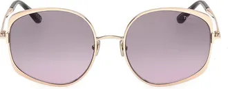 Tom Ford Abbey 58mm Round Sunglasses in Gold Black /Gradient Smoke at Nordstrom
