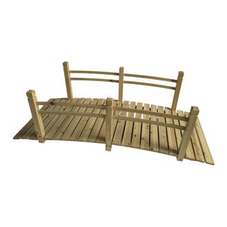 Relaxdays Puente De Jard&iacute;n Relaxdays, Con Barandilla, Madera De Abeto, 58 X 185 X 72 Cm, Carga 200 Kg
