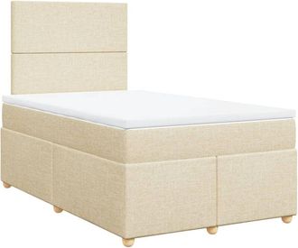 vidaXL Cama Box Spring Con Colch&oacute;n Tela Color Crema 120x190 Cm Vidaxl