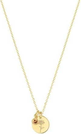Set & Stones Lily Birth Flower and Birthstone Necklace in Gold /November at Nordstrom