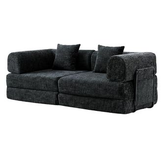 Levede Modular Sofa Bed 3 Seater Convertible Couch Oversize Folding Washable in Black