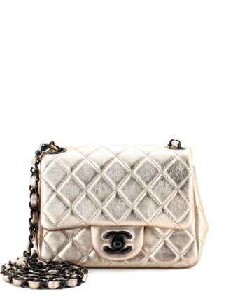 Chanel Square Classic Single Flap Bag Quilted Metallic Lambskin Mini crossbody bag - women - Calf Leather - One Size - Gold