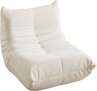 Urban Meuble Sill&oacute;n bajo de chenilla color crudo, estilo retro chic