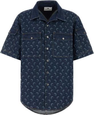 Marine Serre Denim Blue Printed Shirt