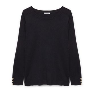 Fiorella Rubino Pullover met Lenzing Ecovero Viscose - Dames - Ronde hals truien - Blauw - XS - Truien & Vesten