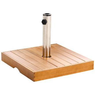 Beliani Base Para Sombrilla Moderna De Jard&iacute;n Exterior Cuadrada Adaptadores Para Postes De Madera De Roble Y M&aacute;stil De M&aacute;rmol Marr&oacute;n Crecchio
