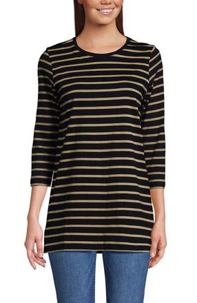 Lands End Cotton Supima Tunic in Black/almond Tan Breton Stripe at Nordstrom, Size X-Small P