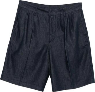 Emporio Armani Pleated Denim Shorts - Heren - Korte Broeken - Blauw - M - Denim - Korte Broeken