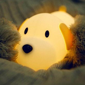 No Brand L&aacute;mpara De Noche Led Con Forma De Cachorro, Sensible Al Tacto, 2 Colores Regulables, Temporizador, Recargable, Juguete De Silicona Para Beb&eacute;s