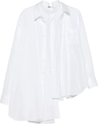 Comme Des Gar&ccedil;ons Overhemden, Dames, Wit, S, Katoen, Asymmetrisch overhemd met knopen