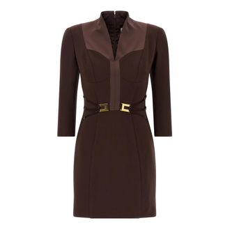 Elisabetta Franchi Dames, Jurken, Bruin, Maat: XS Satijn