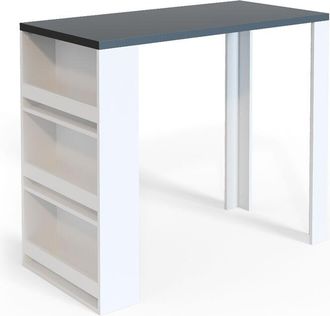 Vicco Tavolo da bar, Bianco, 57 x 117 cm con 3 scomparti Vicco
