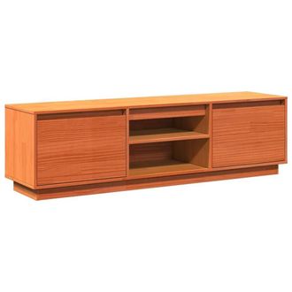 Berkfield Home TV Cabinet Wax Brown 140x35x40 cm Solid Wood Pine | Size: 140 x 35 x 40 cm