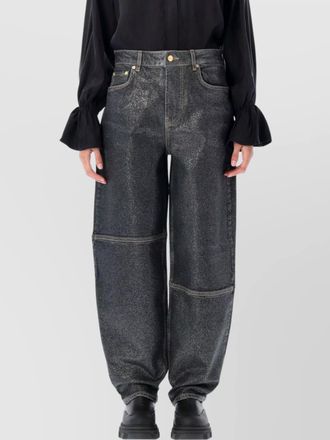Ganni foil denim wide-leg trousers
