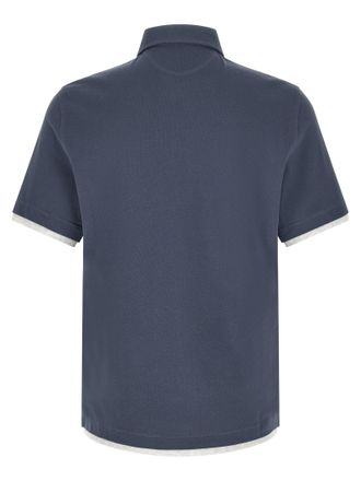 Brunello Cucinelli Mens Blue Cotton Polo Shirt