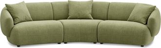 Castlery Auburn Curve Sofa Customized, (Washed Chenille) Moss, Machine Washable, Modular for Sofas, Green, Castlery