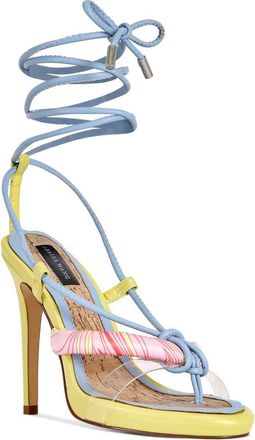 Azalea Wang Somerset Ankle Wrap Sandal in Citron Multi at Nordstrom, Size 6.5