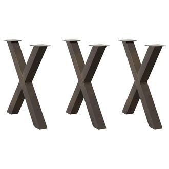 Berkfield Home Dining Table Legs X-Shaped 3 pcs Natural Steel 80x(72-73) cm Steel in Brown