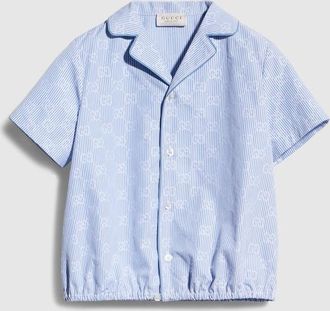 Gucci Kids - GG Striped Poplin Shirt, Size 10 years, Blue, Ready-to-wear
