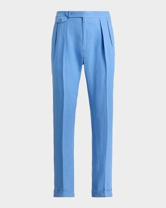 Polo Ralph Lauren Men & apos;s Pleated Linen Straight-Leg Trousers