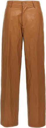 Nude Broek met leerlook - Dames - Wijde Broeken - Bruin - M - Leer - Broeken