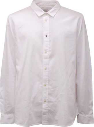 Officina36 Casual Shirts, male, White, 2XL, White Cotton Shirt with Velvet Detail