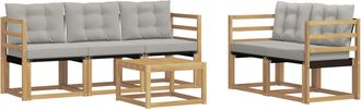 vidaXL Conjunto De Sof&aacute;s De Exterior 6 Uds. Blanco Y Gris Claro Vidaxl