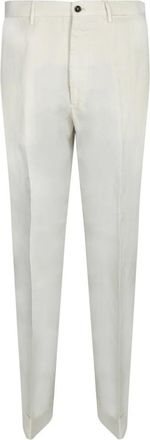 Dell'Oglio Witte Katoen-Linnen Broek - Heren - Nette broeken - Wit - XL - Katoen - Broeken