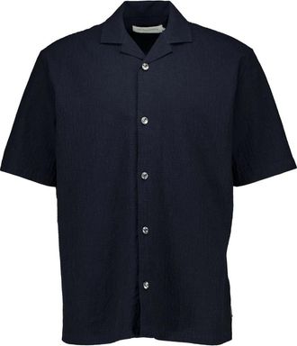 The Goodpeople Slin Shirt met Korte Mouwen - Heren - Korte mouwen Overhemden - Blauw - S - Katoen - Overhemden