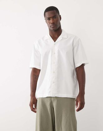 Selected Camicia a maniche corte in 100% cotone bianca-Bianco