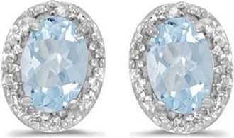 Allurez 14K Gold Diamond & Gemstone Earrings in 0.80Ct/aquamarine/yellow Gold at Nordstrom