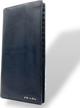 Prada Navy Leather Long Wallet (Bi-Fold) (Pre-Owned)