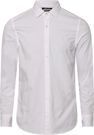 Replay Mens Long Sleeve Shirt in White Cotton - Size X-Large