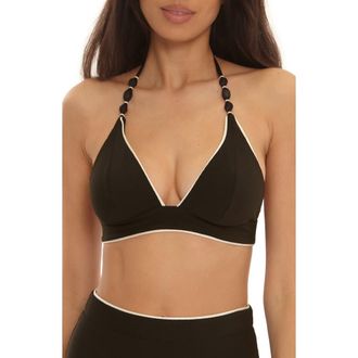 Trina Turk Corinth Triangle Bikini Top in Black/Vanilla at Nordstrom, Size 12