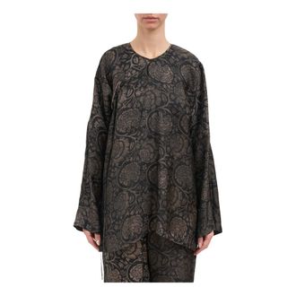 Uma Wang Blouses, female, Black, Size: M Top Tanesha in Viscosa e Cupro