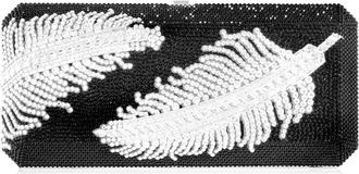 Judith Leiber Slim Feather Crystal Slide Clutch in Silver Jet Multi at Nordstrom