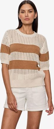 Sanctuary Beachside Openwork Tee In Collagen With Toasted Coconut