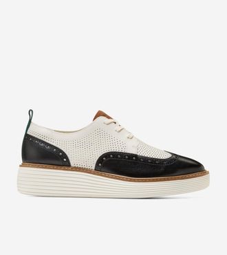 Cole Haan Womens &Oslash;riginal Grand Platform Wingtip Oxford Shoes - Black Size 5.5