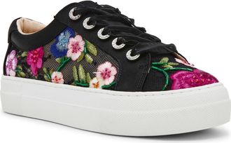 Betsey Johnson Jayla Platform Sneaker in Black Multi Floral at Nordstrom, Size 7.5