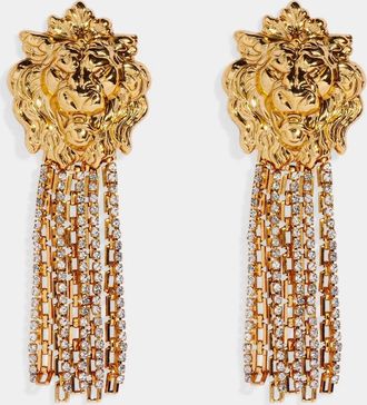 Nicole Romano Womens Borgia Lion Head & Fringe Earring In Gold