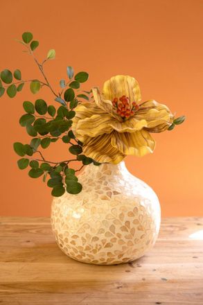 Kalalou Spun Bamboo Vase With Capiz Shell Detail