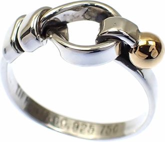 Tiffany & Co. Silver Yellow Gold Yellow Gold (18K) Silver 925 Band Ring (Pre-Owned)