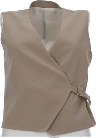 Pantaloni Torino Angela Wrap Vest Buckle Accent Virgin Wool Blazer