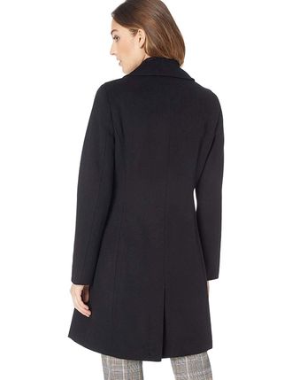 Calvin Klein Womens Cashmere Wool Blend Coat, Classic Black, 10