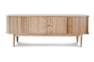 PIB Soporte de tv de madera beige con cortinas