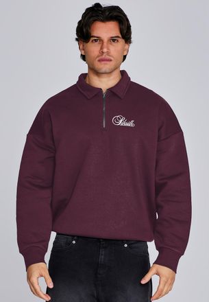 Siksilk Mens Burgundy Essentials Polo Sweater XXL