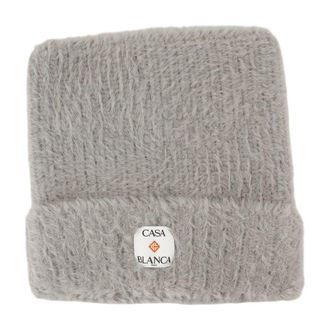 Casablanca Unisex A-Aw25-Hat-101-02 Fluffy Nylon Knit Beanie Gray
