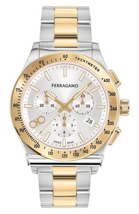 Ferragamo 1927 Chronograph Bracelet Watch, 42mm in Two Tone at Nordstrom