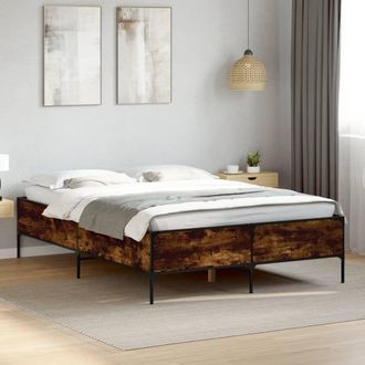 Berkfield Home Bed Frame without Mattress Smoked Oak 140x200 cm in Brown