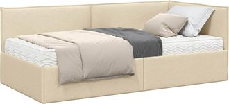 vidaXL Estructura De Cama Esquina Con Colch&oacute;n 2 Uds. Crema 90 X 190 Cm Vidaxl